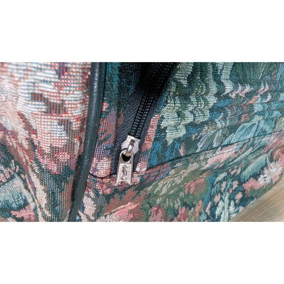 Vintage Atlantic Tapestry Weekender Travel Bag – Floral Pattern, Leather Trim - Picture 7 of 10